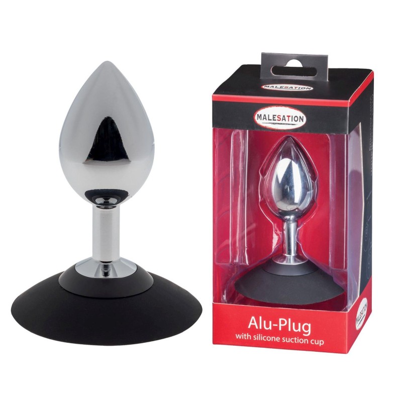 MALESATION Alu-Plug with suction cup large, chrome